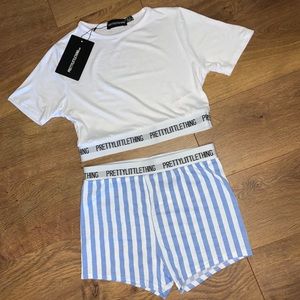 Blue Striped Pajama Set